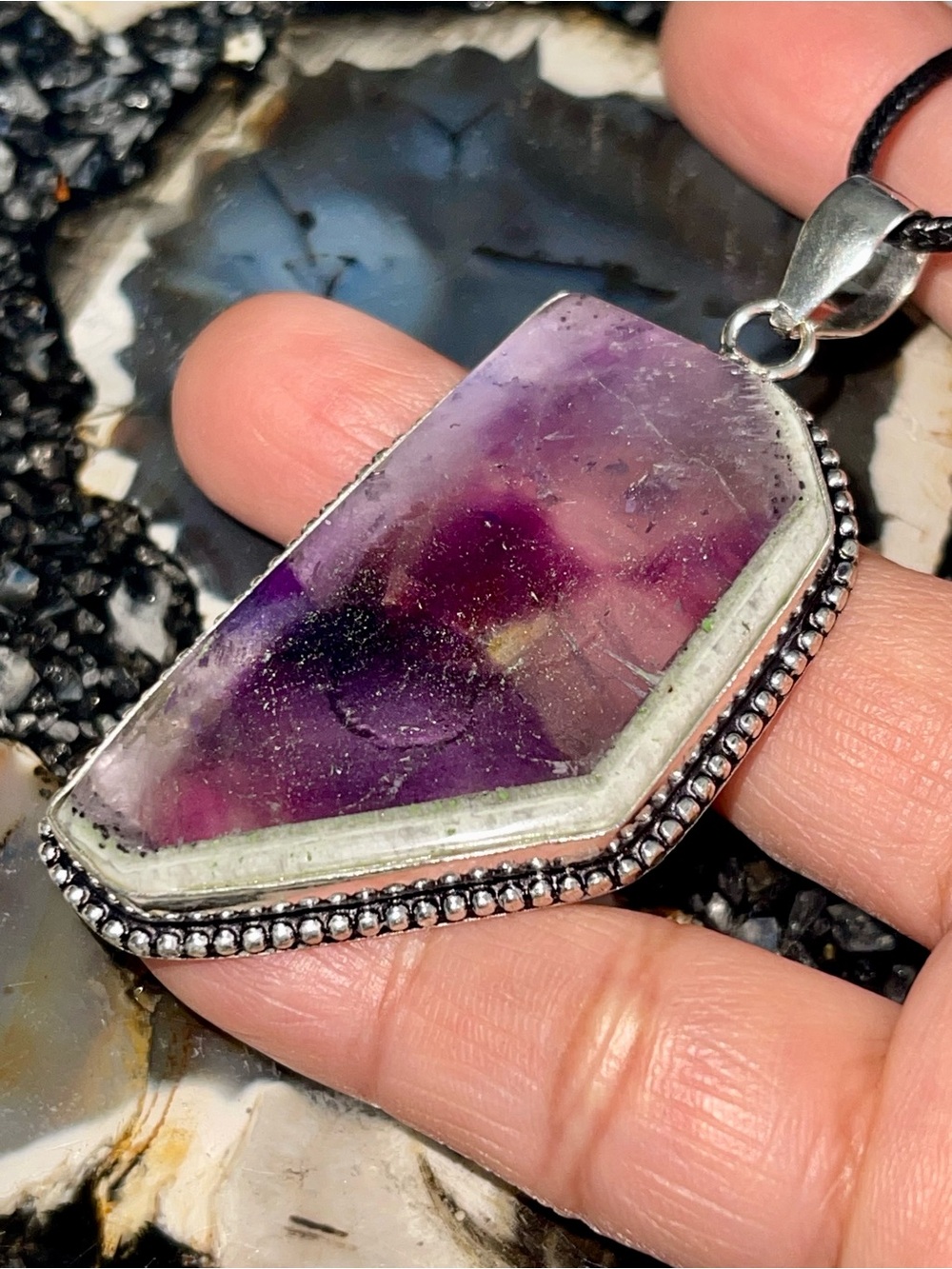 Beautiful Auralite Amethyst Pendant 2 1/2”